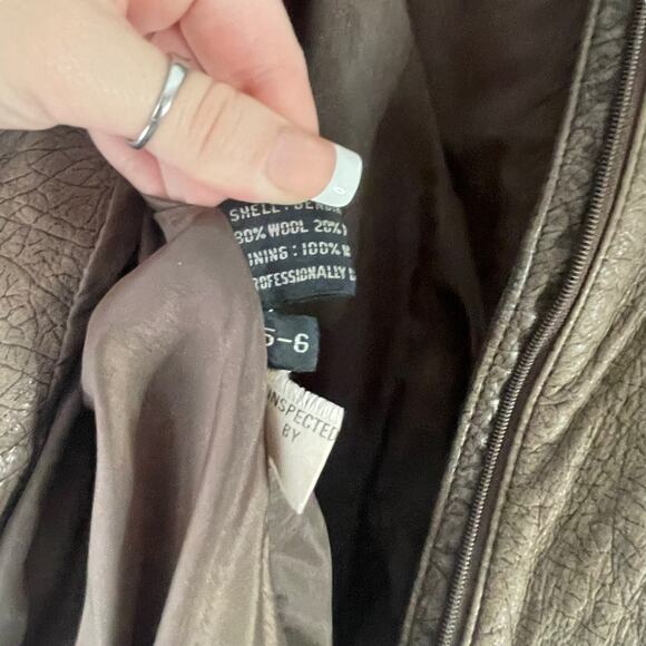Winlit Vintage 90s Women's Size Small Wool Leather Brown Bomber Moto Jacket - Picture 9 of 13
